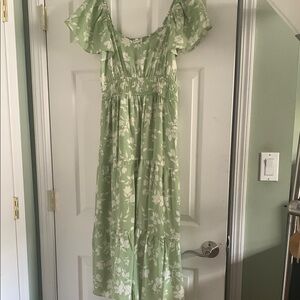 blu pepper green floral dress A-line White Blue Flower Strapless Corset Tiered Short Homecoming Dress  with Sequins main image 1